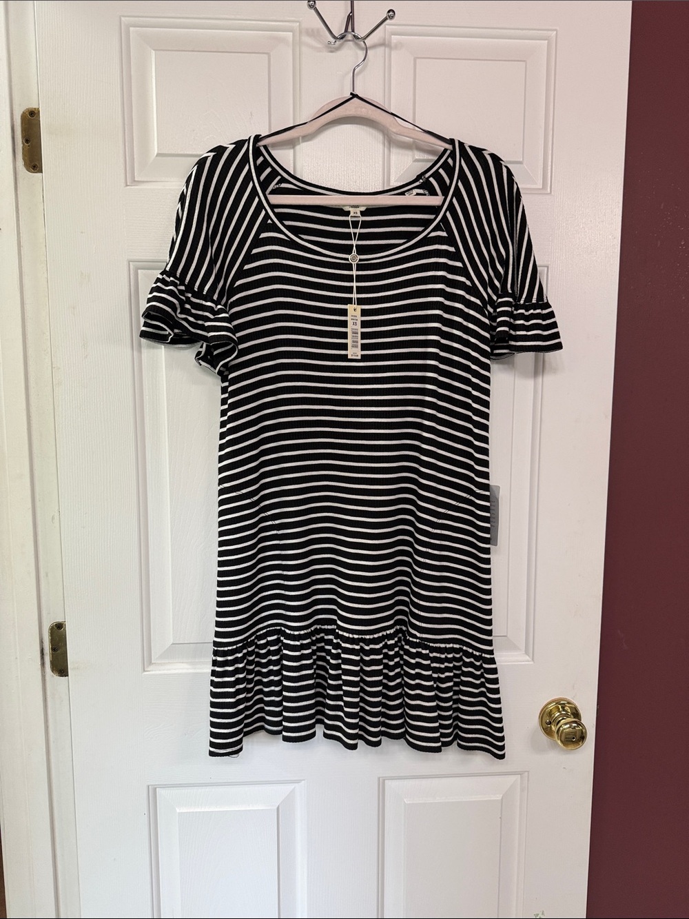 Max Studio Black London and White Striped Mini Dress XS